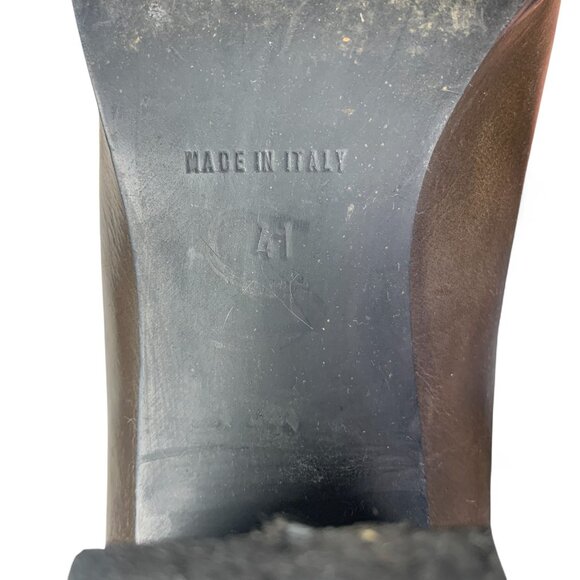 & Other Stories Brown Leather Mid-Calf Heeled Boots Size EU41 US10/10.5 - Picture 8 of 8